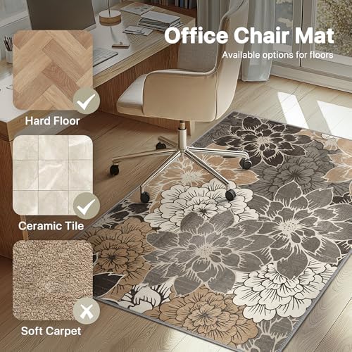 48"x60" Office Chair Mat for Hardwood Floor, Non-Slip Washable Grey Beige - Image 3