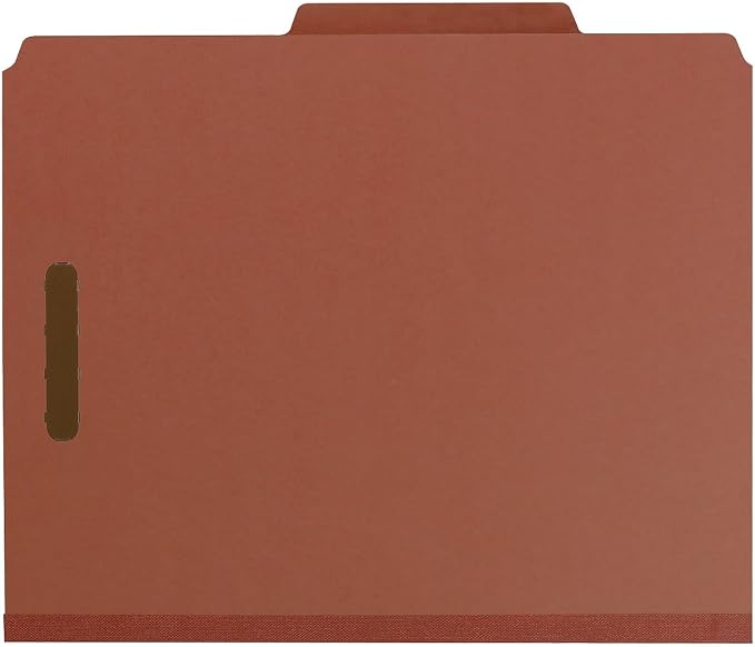 Smead 100% Recycled Pressboard Classification File Folder, 2 Dividers, 2" Expansion, Letter Size, Red, 10 per Box (14024) - Image 2