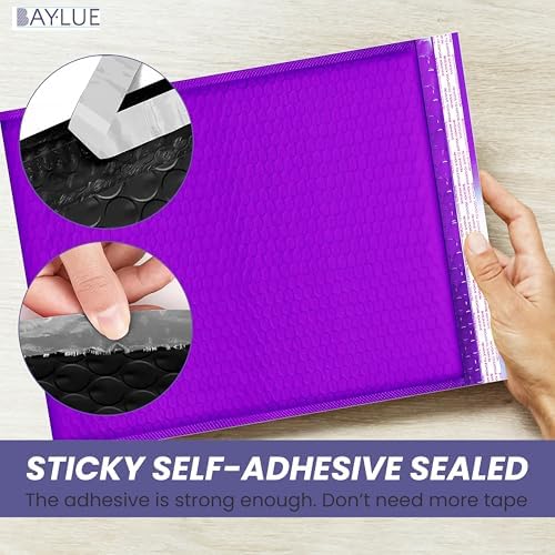 Purple Bubble Mailers 10x13, Self Seal Poly Padded Envelopes, 100 Pack Bulk - Image 3