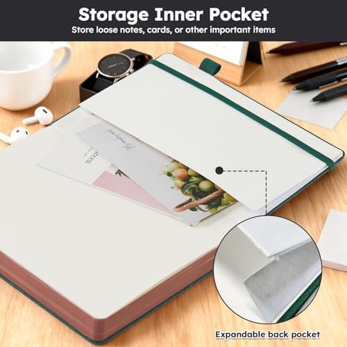 FOCUS DAY Lined Journal Notebook, A5 size (5.7'' X 8.4''), 320 Pages 100GSM Thick Paper, Leather Hardcover, for Women Men, Writing, Note Taking, Personal Diary, Travel Journal - Image 5