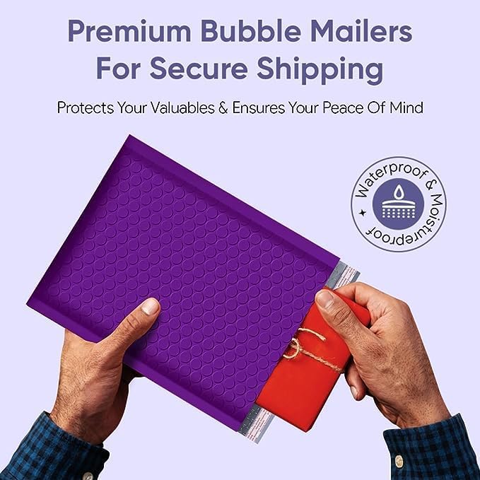 Purple Bubble Mailers 14.5x19, Self Seal Poly Padded Envelopes #7, 50 Pack - Image 3