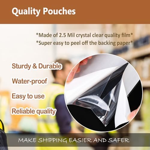 BEUYI 2.5 Mil Premium 7"x10" Clear Adhesive Shipping Label Pouches, Packing List Envelopes, Sturdy Plastic Shipping Documents Sleeves/Protector (100 Pack) - Image 4