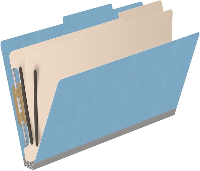 18 pt Heavy Duty Top Tab Color Folders, 2/5 Cut ROC Top Tab, Legal Size, 2 Dividers, Blue (Box of 10) - Image 2