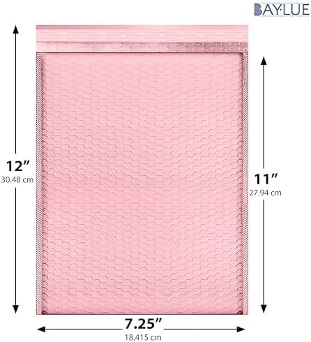 Light Pink Bubble Mailers 7.25x12, Poly Padded Envelopes #1, 100 Pack - Image 2