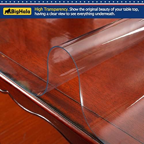 Clear Plastic Tablecloths Cover Furniture Dining Room Kitchen Table Protector Liner Thick Protective Clear Desk Blotter Mat PVC Vinyl Tabletop Protection Pad Easy Clean Polyester Wipeable 54 x 84 " - Image 3