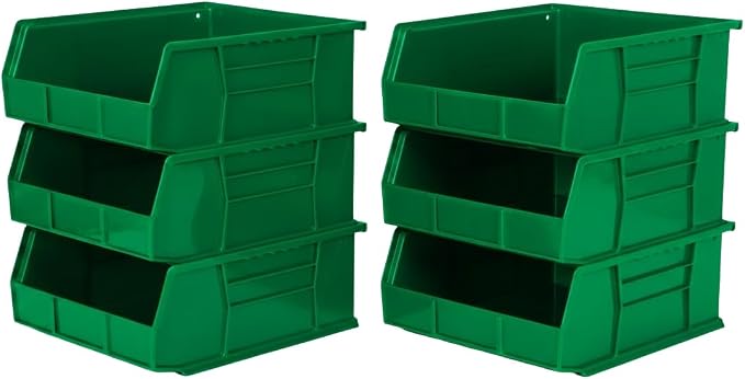 HE HUDSON EXCHANGE 11" x 11" x 5" (6 Pack) Plastic Stackable Storage Bin, Green by HudsonExchange