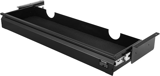 VEVOR Under Desk Drawer Slide Out, 33inch Under Desk Mounted Pull-out Drawer Attachment, Hidden Under Counter Drawers for office Home Sit Stand Workstation, Black - Image 4