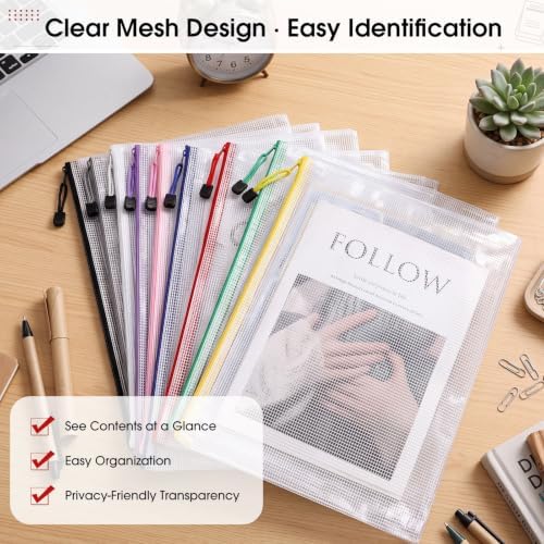 Zhehao 100 Pcs B4 Mesh Zipper Pouch Bag Bulk, Large Pouches for Organizing - Image 5