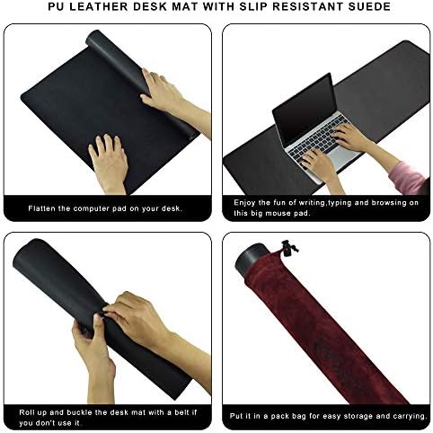 ZORESYN XL Large PU Leather Desk Pad Black, 47.2" x 15.8" - Image 6