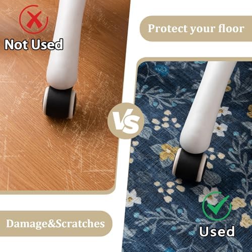 chakme Office Chair Mat for Hardwood Floor, 72"x48" Easy Glide Computer Desk Mat Protector for Rolling Chair Under Desk Rug Nonslip Backing, Machine Wash, (Floral) - Image 4