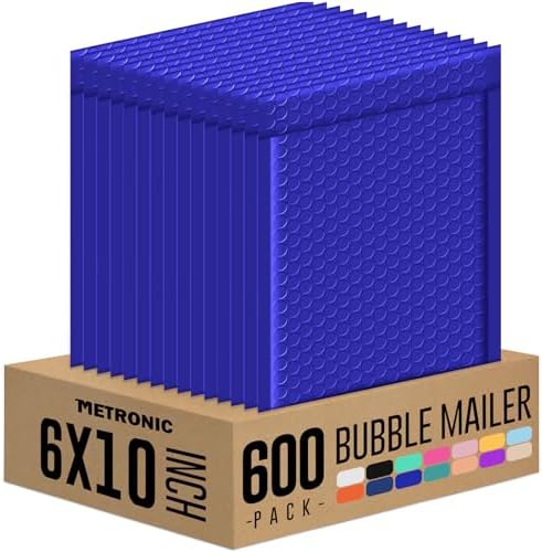Metronic Blue Bubble Mailers 6x10 600 Pack Self-Seal Padded Envelopes Bulk by METRONIC
