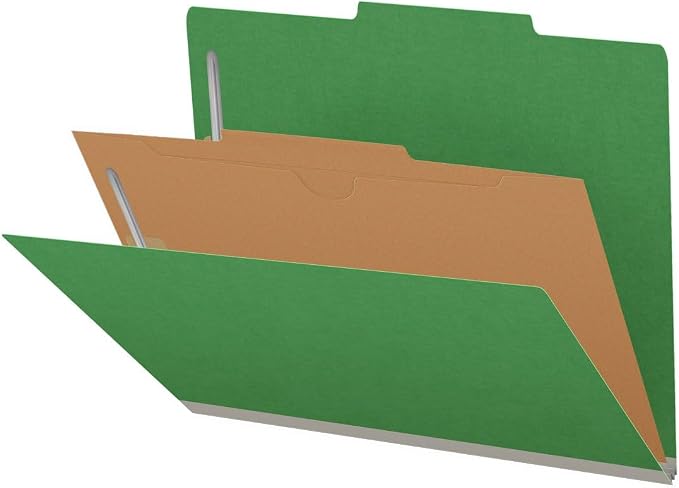 25 Pt. Pressboard Classification Folders, 2/5 Cut ROC Top Tab, Letter Size, 1 Pocket Divider, Moss Green (Box of 10) - Image 4