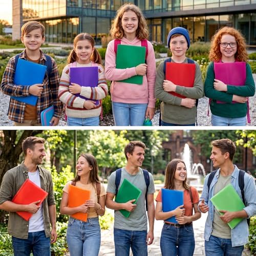 Feifeiya 24 Pack Plastic Report Covers with 3 Prongs Presentation Folders Bulk, 100 Sheet Capacity, Clear Front Report Covers for Presentation Document Paper School Office Supplies (Multicolor) - Image 6