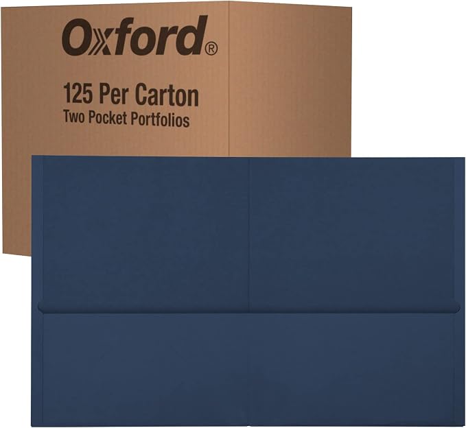 Oxford 2 Pocket Folders, Mega Box of 125, Textured Paper Folders, Blue, Letter Size, Essentials for School & Teacher Supplies Lists (57544) - Image 2