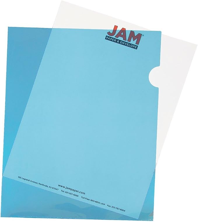 JAM PAPER Plastic Sleeves - Letter Sized - 9 x 11 1/2 - Blue Project Pockets - 12 Page Protectors/Pack by JAMPaper