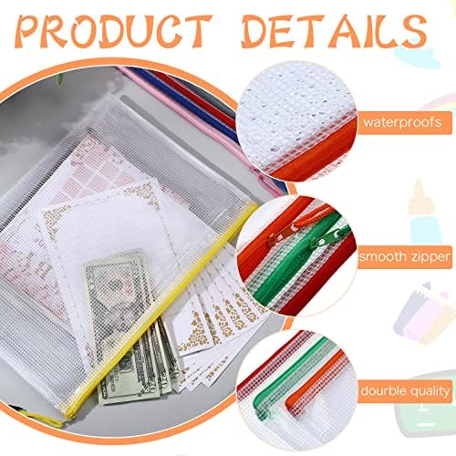 Zhehao 200 Pcs A4 Mesh Zipper Pouch Bags, Mesh Bags Bulk, Multicolor - Image 3