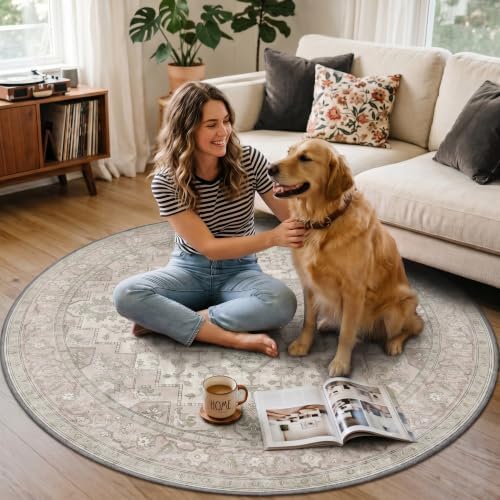 5FT Round Office Chair Mat for Hardwood Floor, Non-Slip Washable Mint - Image 3