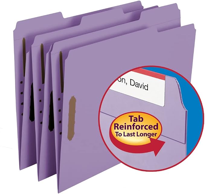 Smead Fastener File Folders, Reinforced 1/3-Cut Tabs, 2 Fasteners, Letter Size, Lavender, 50 per Box (12440) - Image 3