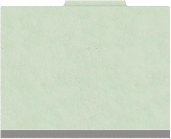 25 Pt. Pressboard Classification Folders, 2/5 Cut ROC Top Tab, Letter Size, 3 Dividers, Pale Green (Box of 10) - Image 3