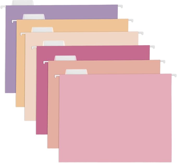 Y YOMA 48 Pack Colored Hanging File Folders Letter Size Decorative Hanging Folder Cute Pretty File Folder for Filing Cabinet Office Home with 1/5-Cut Adjustable Tabs, Macaroon Color by YYOMA