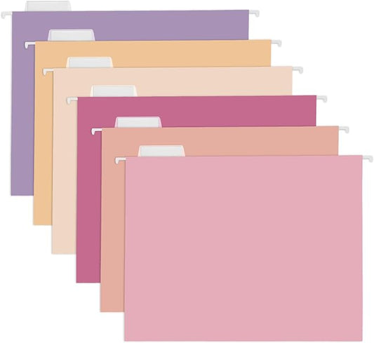 Y YOMA 48 Pack Colored Hanging File Folders Letter Size Decorative Hanging Folder Cute Pretty File Folder for Filing Cabinet Office Home with 1/5-Cut Adjustable Tabs, Macaroon Color by YYOMA