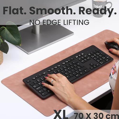 Full Grain Leather Desk Pad, Rose Pink, L (27.6 x 11.8 inch) - Image 3
