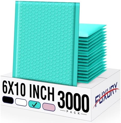 Fuxury Bubble Mailers Bulk 6x10“ 3000 Pack Teal Padded Envelopes by Fuxury