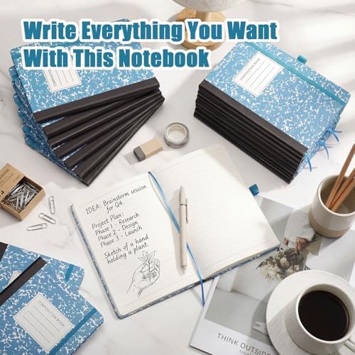 Laumoi 28 Pack A5 PU Leather Lined Notebook Journal, Sky Blue,Marble - Image 3