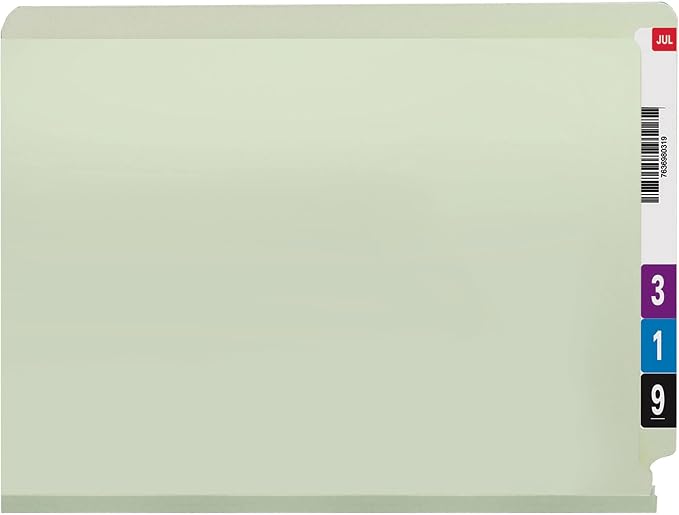 Smead End Tab Pressboard Fastener File Folder with SafeSHIELD, 2 Fasteners, 2" Expansion, Letter Size, Gray, Green, 25 Count, 34715 - Image 5