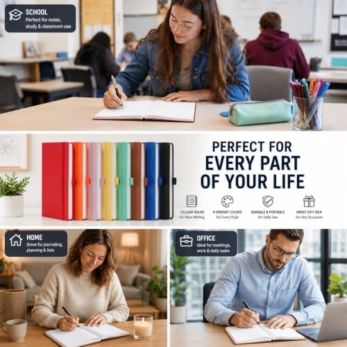 Heture Hardcover Notebooks, 6 Packs A5 Lined Journals Notebook for Writing 160 Pages, 8.2 x 5.5 inch, 6 Colors Classic Ruled Notebooks for College/Work/Travel (Assorted Color, 6 Pack) - Image 6
