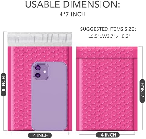 GSSSUSA Pink Bubble Mailers 4x8" 500 Pack Padded Envelopes Self Seal - Image 2