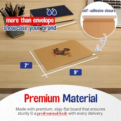MT Products Custom Printed Mailer Envelopes with Self-Seal Tape 7" x 9" – Keeps Delicate Items Safe - Image 2
