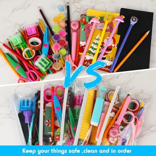 Zhehao 200 Pcs A6 Zipper Pouch Bulk, Clear Pencil Envelopes, White - Image 4