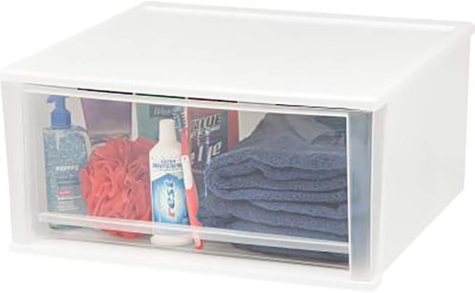 IRIS USA 4-Pack, 7 Qt. Small Stacking Drawer Storage Organizer, White | Store small accessories, office supplies, craft items, and paperwork around your home for easy organization - Image 5