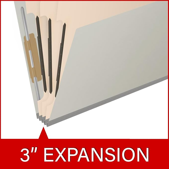 25 Pt. Pressboard Classification Folders, 2/5 Cut ROC Top Tab, Letter Size, 3 Dividers, Light Grey (Box of 10) - Image 7