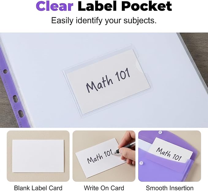 11-Hole Expanding File Pockets Assorted Colors, Folder for Binder to Help Organize Documents, Receipts, Notes and Paperwork While Keeping Files Neatly Separated，12PCS-C - Image 4