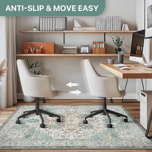 36"x48" Office Chair Mat for Hardwood Floor, Non-Slip Washable Cyan - Image 5
