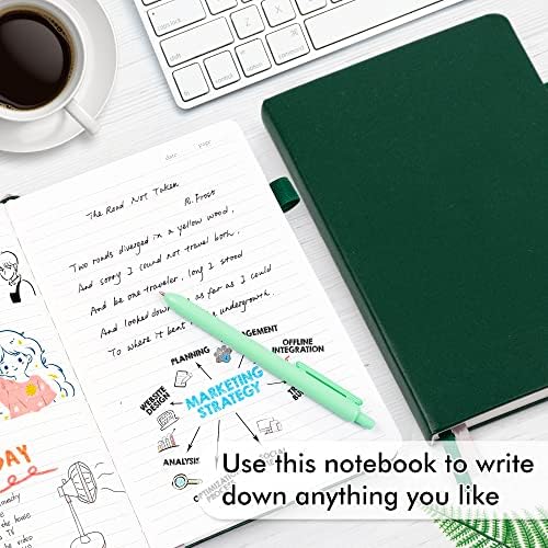 feela 24 Pack Journal Notebook for Work, Business Notebook Bulk Hardcover Lined Writing Journal with Pen Holder for Men Women Note Taking, with 24 Black Pens, 120 GSM, 5.1”x8.3”, A5, Dark Green - Image 4