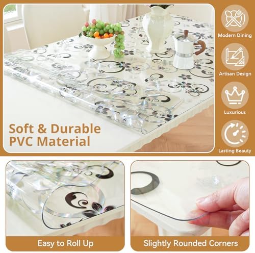 LovePads Floral Table Cover Protector 40 x 72 Inch, 1.5mm Thick Plastic Mat - Image 6