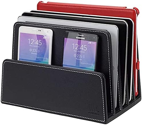MobileVision Executive Black Desktop File Folder Paper Tray & Device Organizer 5 Slot Dividers - Image 4