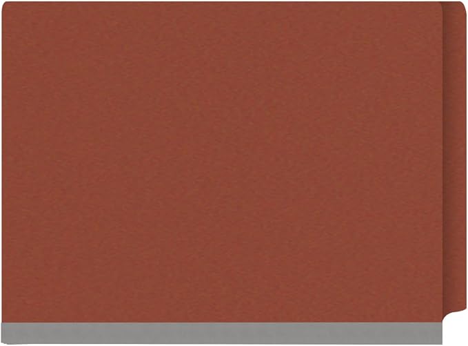 25 Pt. Pressboard Classification Folders, Full Cut End Tab, Letter Size, 2 Dividers, Brick Red (Box of 10) - Image 3