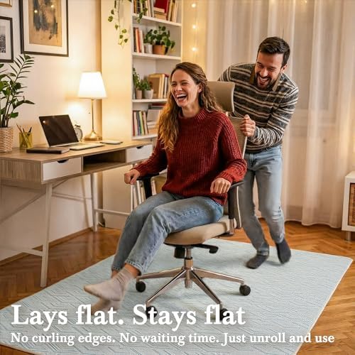 Aothia Textilene Chair Mat for Hardwood Floors - Heavy Duty Non-Slip Desk Floor Protector, Durable PVC & Polyester Blend, Easy to Clean, Ideal for Home Office (36"x47", Sky Blue) - Image 3