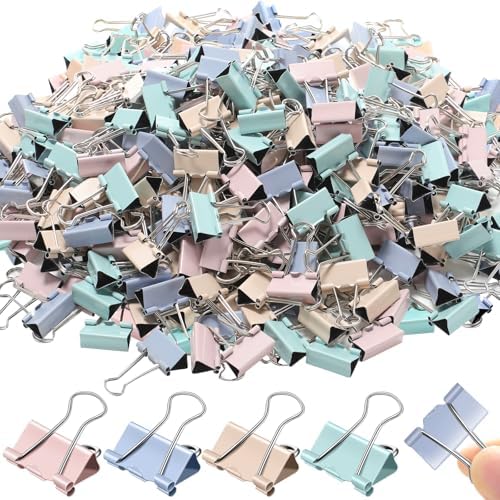 Jetec 500 Pcs Pastel 1 Inch Binder Clip Paper Clamp Metal Paper Clip by Jetec