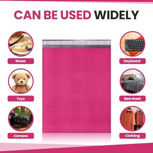 Hot Pink Bubble Mailers 14.50x20, Poly Padded Envelopes #7, 15 Pack - Image 4