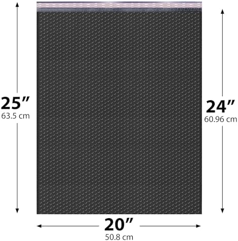 Jet Black Bubble Mailers 20x25, Poly Padded Envelopes #10, 50 Pack - Image 2