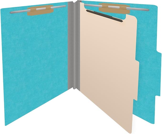 Heavy Duty End Tab Color Folders, 2/5 Cut ROC Top Tab, Letter Size, 1 Divider, Light Blue (Box of 10) - Image 4