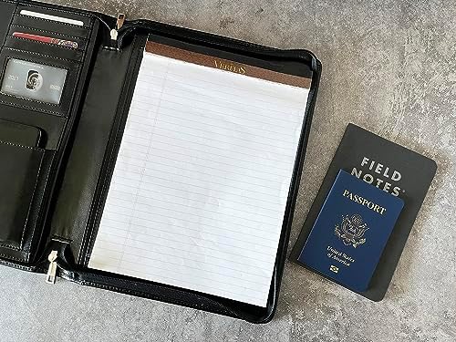Leather Portfolio for Men, Personalized Leather Portfolio with Zipper, Customized Portfolio Organizer, Vegan Leather Padfolio for Women, Custom - Image 6