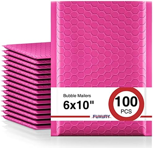 Fuxury Bubble Mailers 6x10" 100 Pack Pink Thick Padded Envelopes by Fuxury