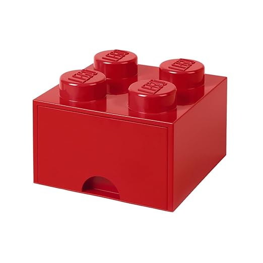 LEGO Brick with 4 Studs and 1 Drawer 9.84 x 9.84 x 7.09 in Red | Stackable Storage Box Storage with Lid Toy Organization Home Decor Office Kids Room by ROOMCopenhagen