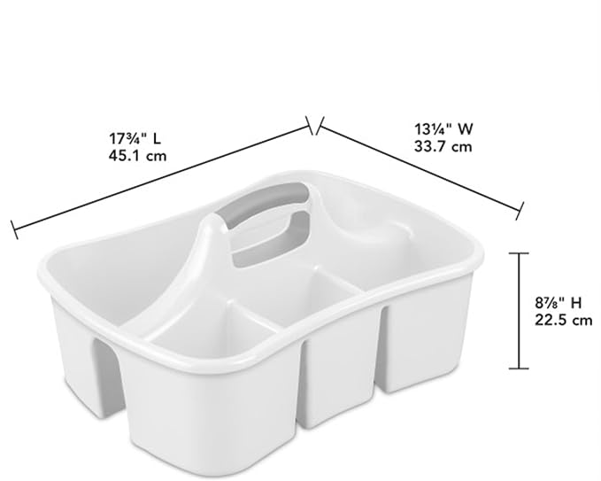 Sterilite Divided Ultra Caddy Storage Organizer for Bathroom, White 18-Pack | Large Organization Holders and Stackable Plastic Containers for Toilet, Sink, Laundry, and Kitchen Cleaning Supplies - Image 3